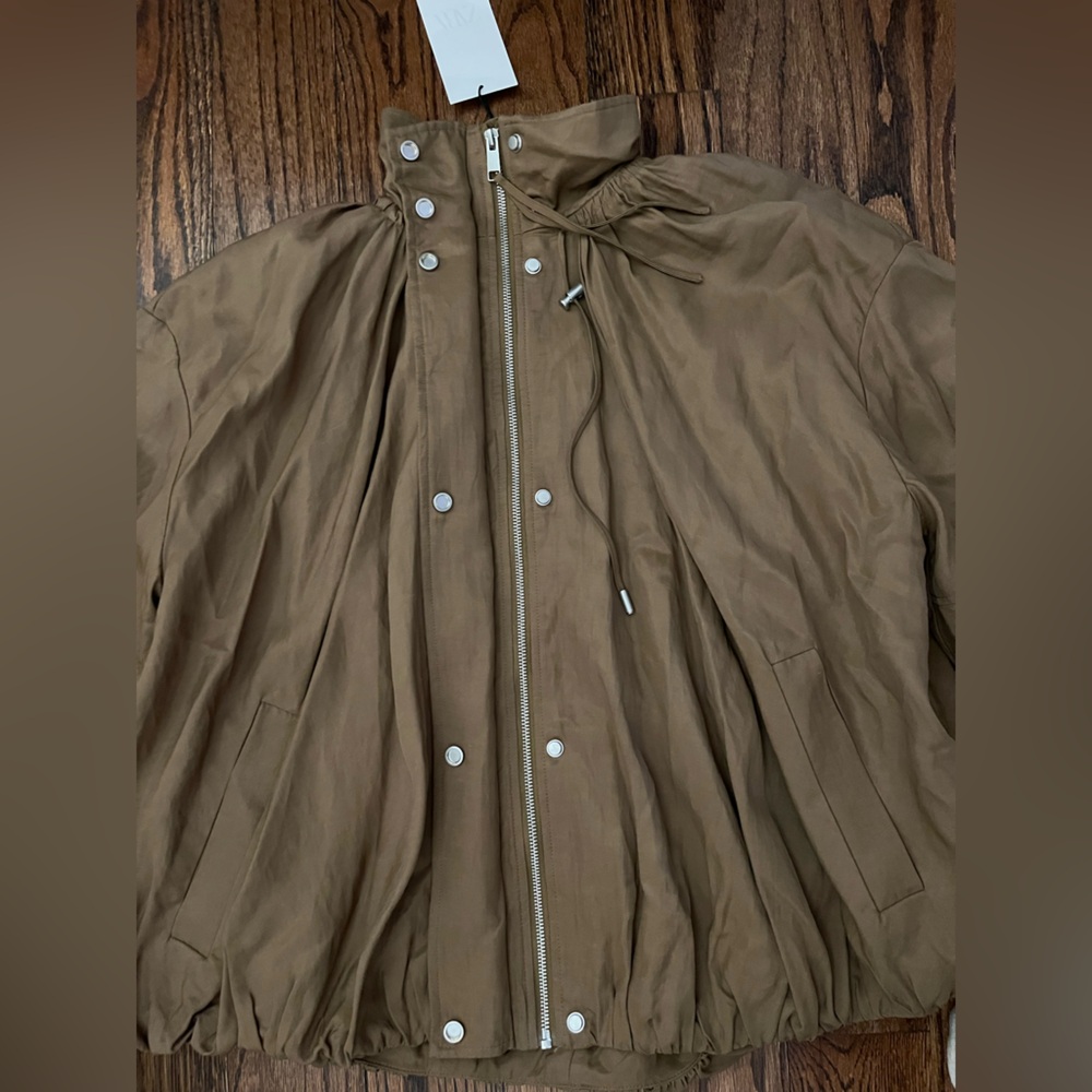 NWT Zara Women's Fluid Bomber Jacket With Adjustable Funnel Neck. Size M - Picture 13 of 15